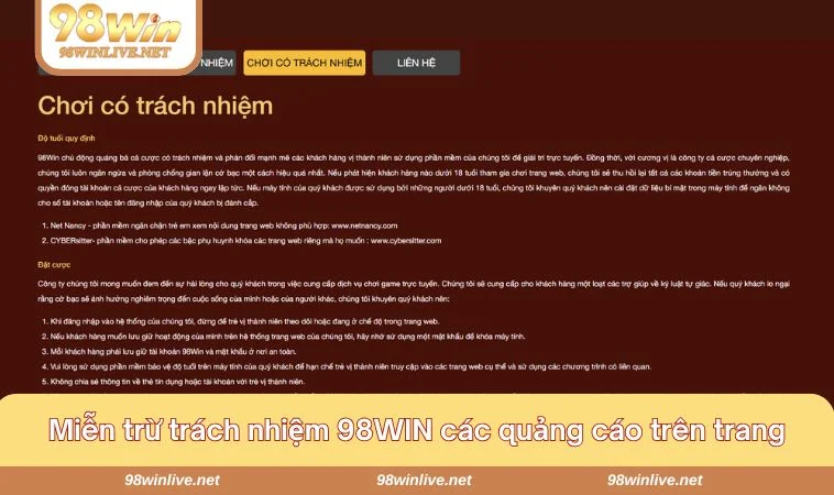 Người chơi cần tự chịu trách nhiệm khi tương tác (nhấp, click) các quảng cáo